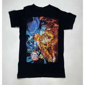 Demon Slayer TV Anime Cartoon Graphic T-shirt Women XS Black Short Sleeve